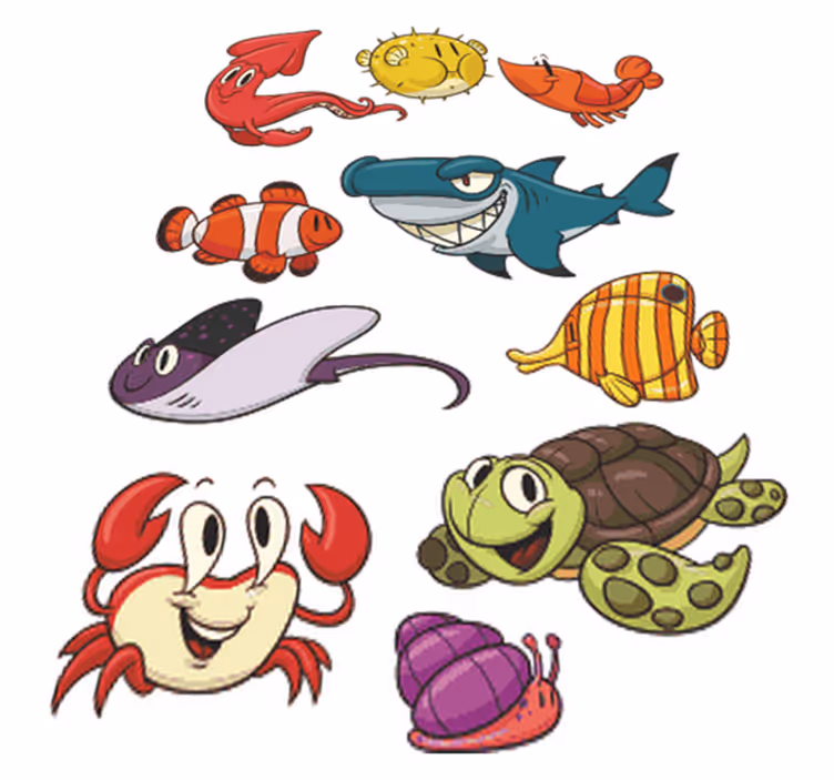Tapete vinílico infantis com peixes coloridos - TenStickers
