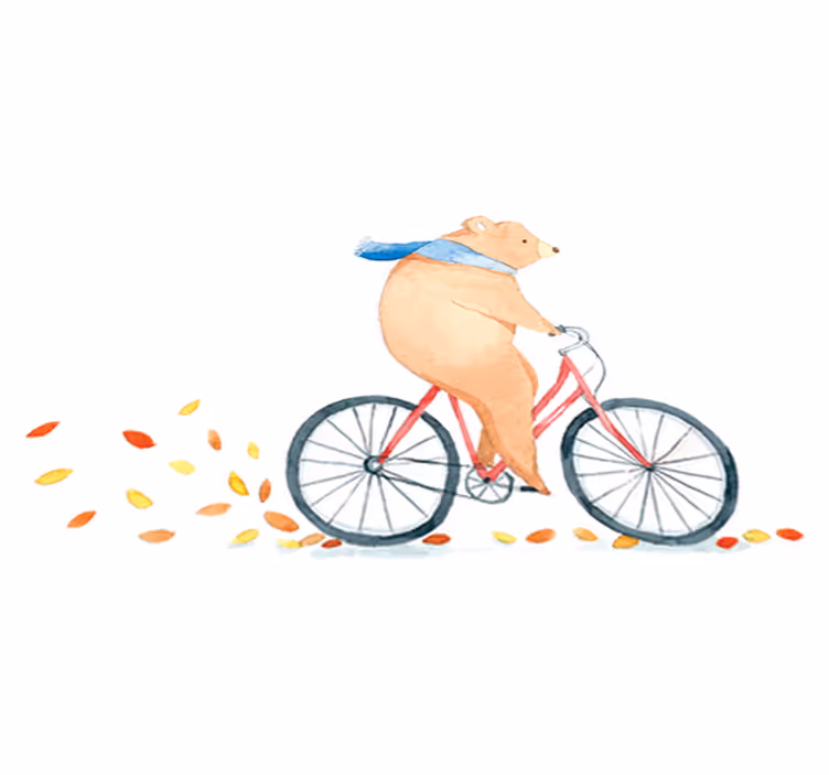 Tapete vinílico infantis urso de bicicleta - TenStickers