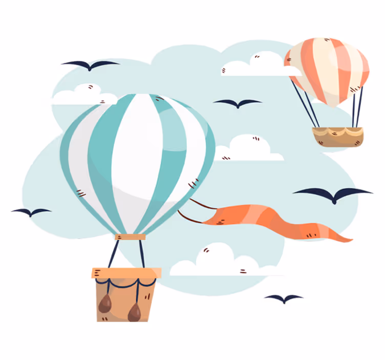 Tapete vinílico infantis balões e nuvens - TenStickers