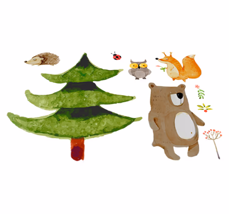 Tapete vinílico infantis animais da floresta selvagem - TenStickers
