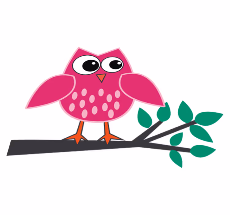 Tapete vinílico infantis coruja rosa na árvore - TenStickers
