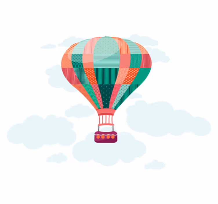 Tapete vinílico infantis balão de ar quente patchwork - TenStickers