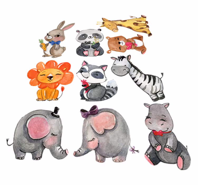 Tapete vinílico infantis com adesivos de animais da selva - TenStickers