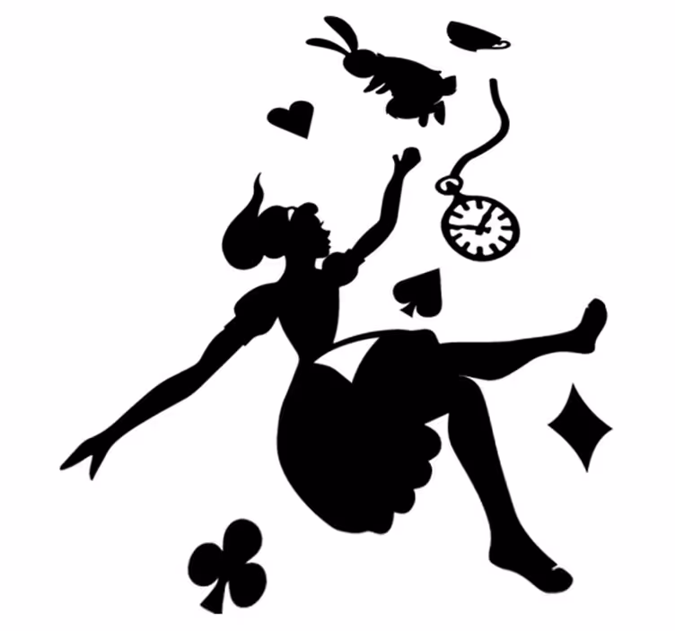 Tapete vinílico infantis alicia e o coelho branco - TenStickers