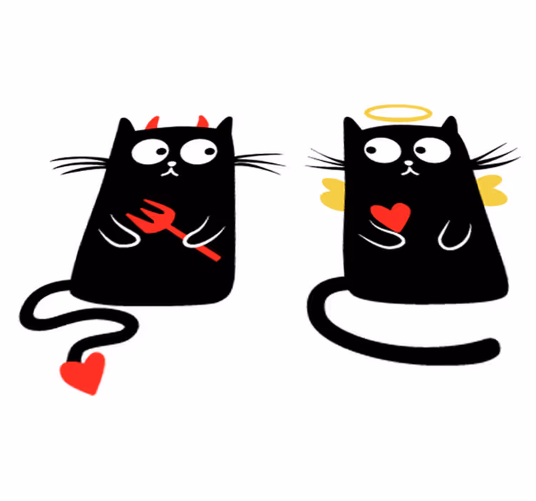 Tapete vinílico infantis gato bom e gato mau - TenStickers