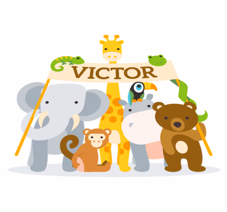 Tapete vinílico infantis animais acolhedores com nome - TenStickers