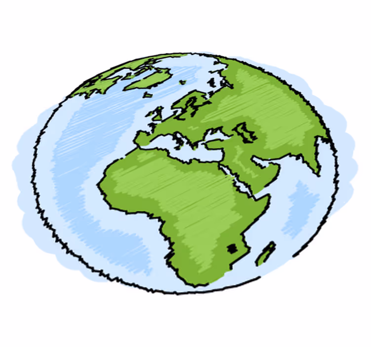 Tapete vinílico infantis mapa-múndi verde e azul - TenStickers