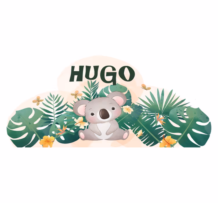 Tapete vinílico infantis koala fofo com nome - TenStickers