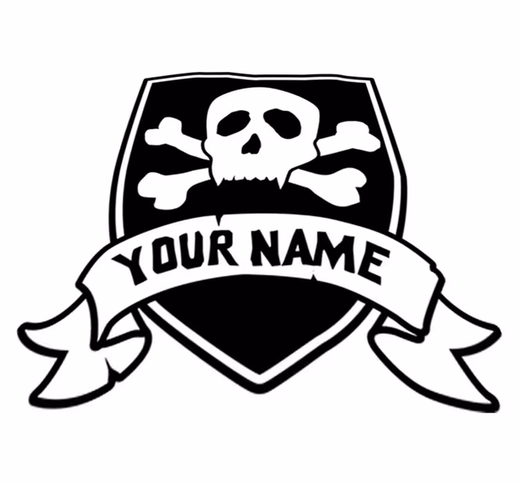 Tapete vinílico infantis caveira pirata com nome - TenStickers