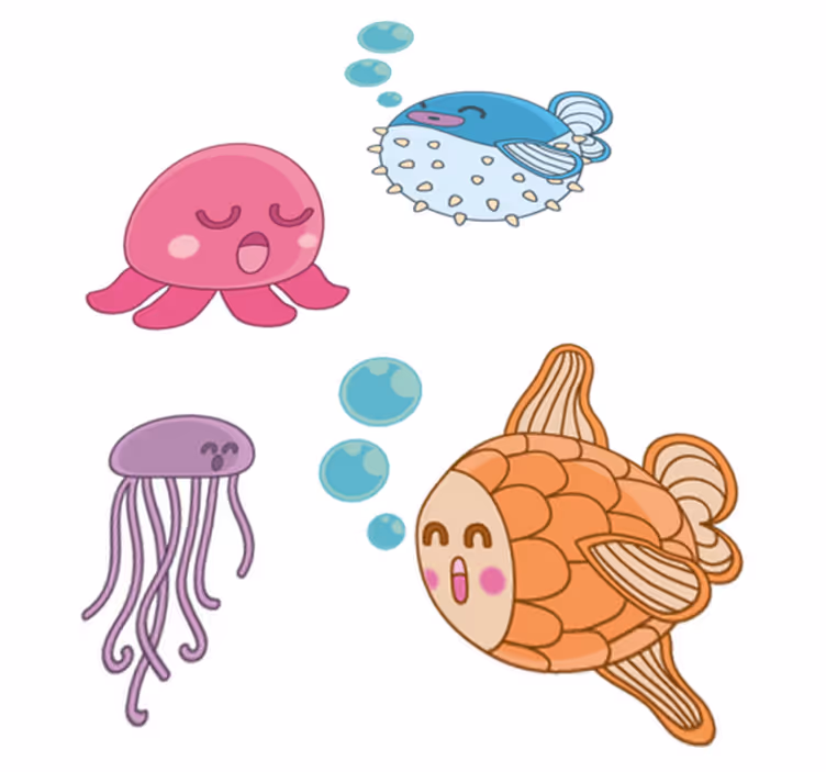 Tapete vinílico infantis adesivo ilustrativo de peixes - TenStickers