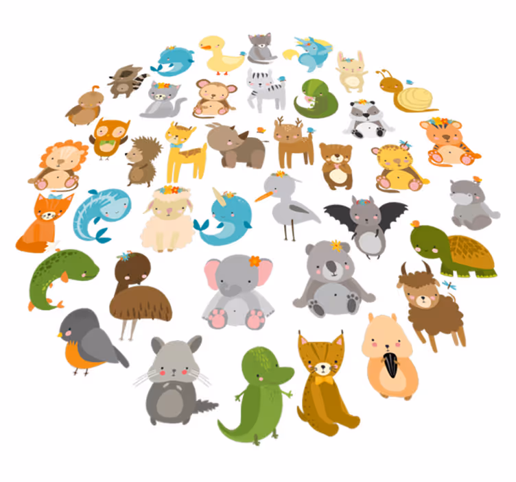 Tapete vinílico infantis meus animais do zoo - TenStickers