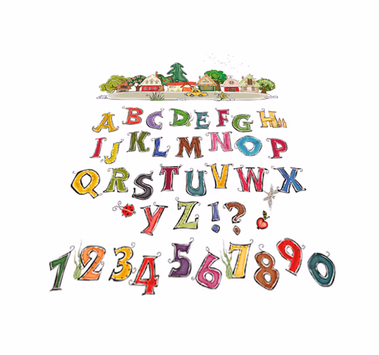 Tapete vinílico infantis alfabeto e números coloridos - TenStickers