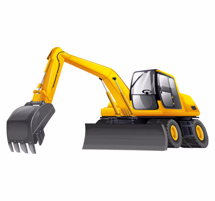 Tapete vinílico infantis escavadora 3d amarelo e preto - TenStickers