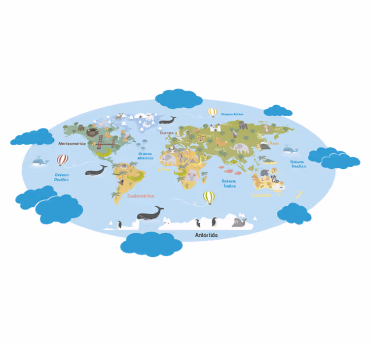 Tapete vinílico infantis planisfério infantil - TenStickers