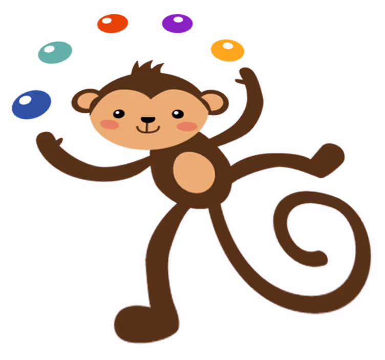 Tapete vinílico infantis macaco malabarista - TenStickers