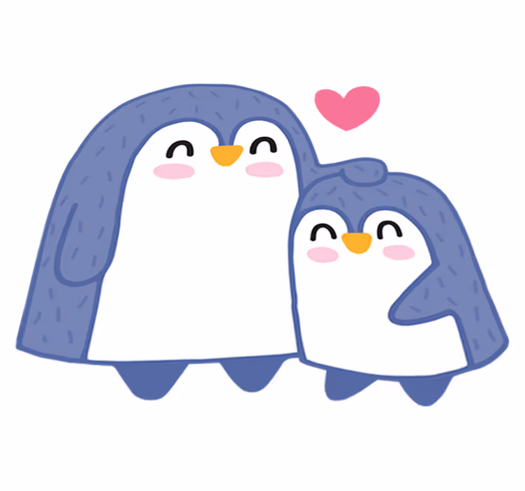 Tapete vinílico infantis pinguim e filhote - TenStickers