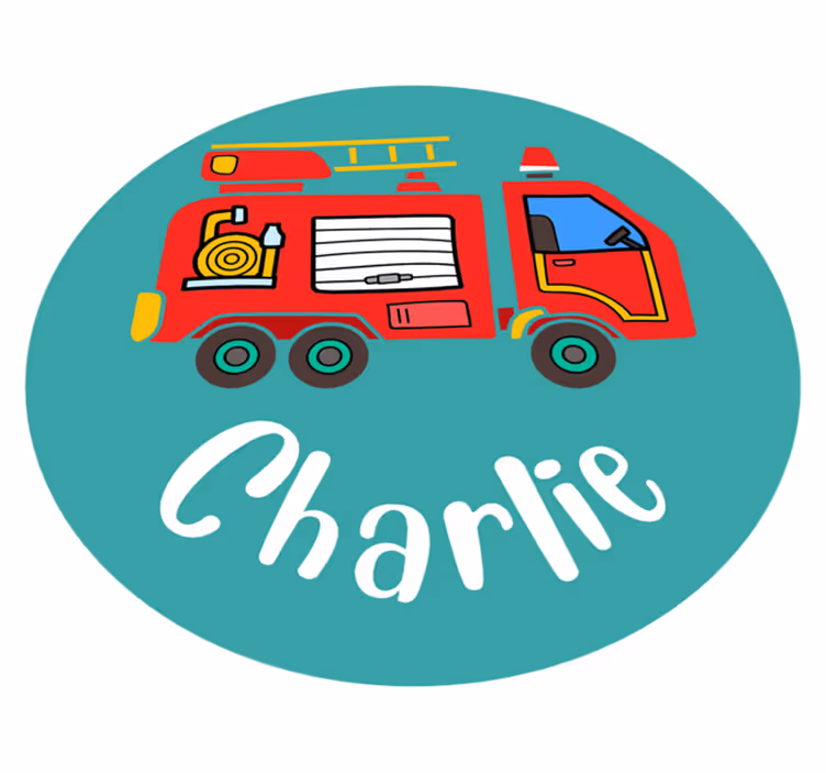 Tapete vinílico infantis caminhão de bombeiros personalizado - TenStickers
