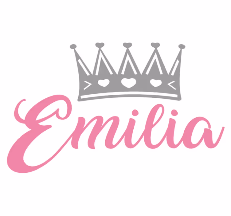 Tapete vinílico infantis coroa prateada com nome rosa - TenStickers