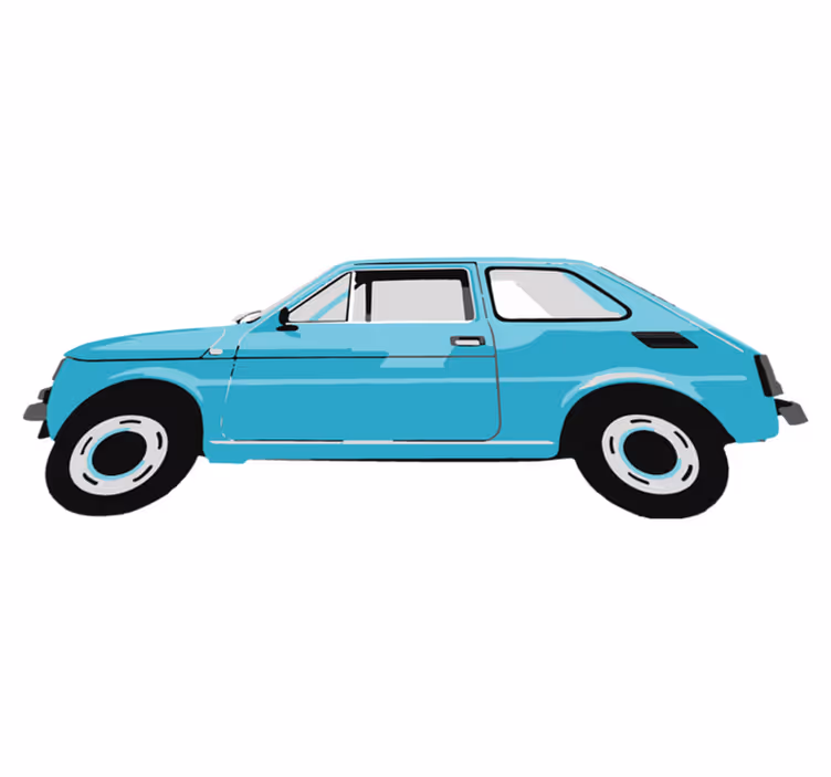 Tapete vinílico infantis carro vintage azul - TenStickers