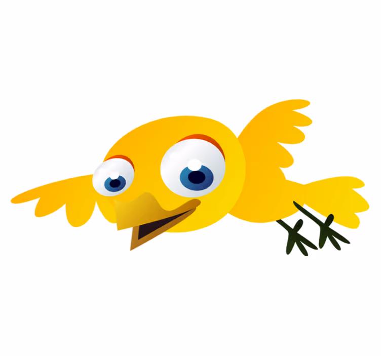 Tapete vinílico infantis pássaro amarelo voador - TenStickers