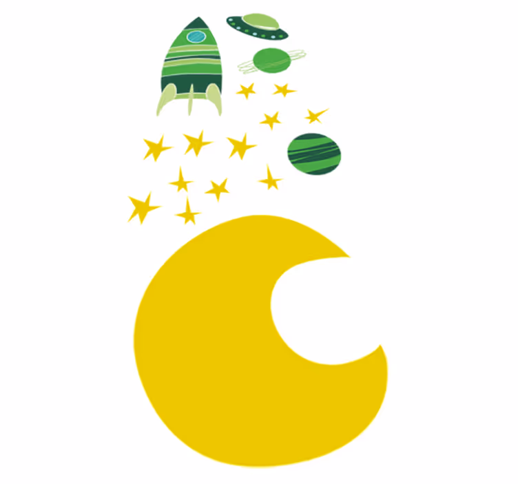 Tapete vinílico infantis com adesivo espacial verde - TenStickers