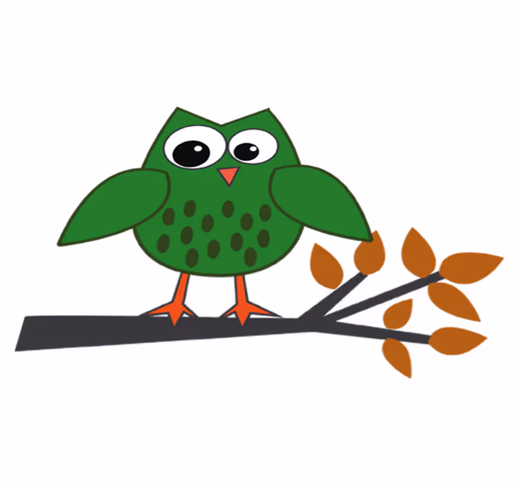 Tapete vinílico infantis coruja verde no galho - TenStickers