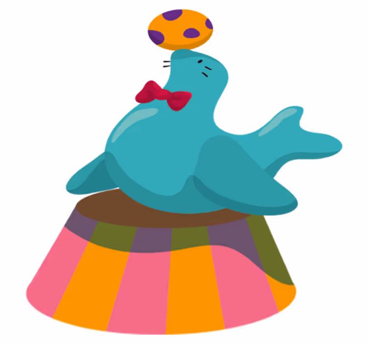 Tapete vinílico infantis foca de circo com bola - TenStickers