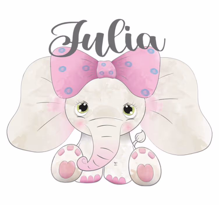 Tapete vinílico infantis elefante com filhote e nome - TenStickers