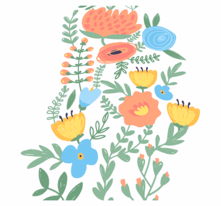 Tapete vinílico infantis adesivo floral para porta - TenStickers