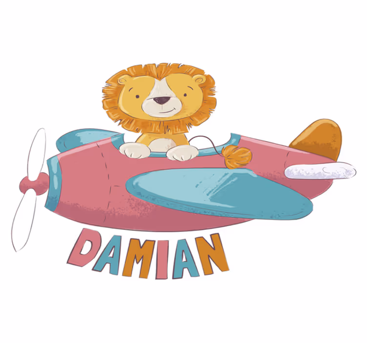 Tapete vinílico infantis leão com nome - TenStickers
