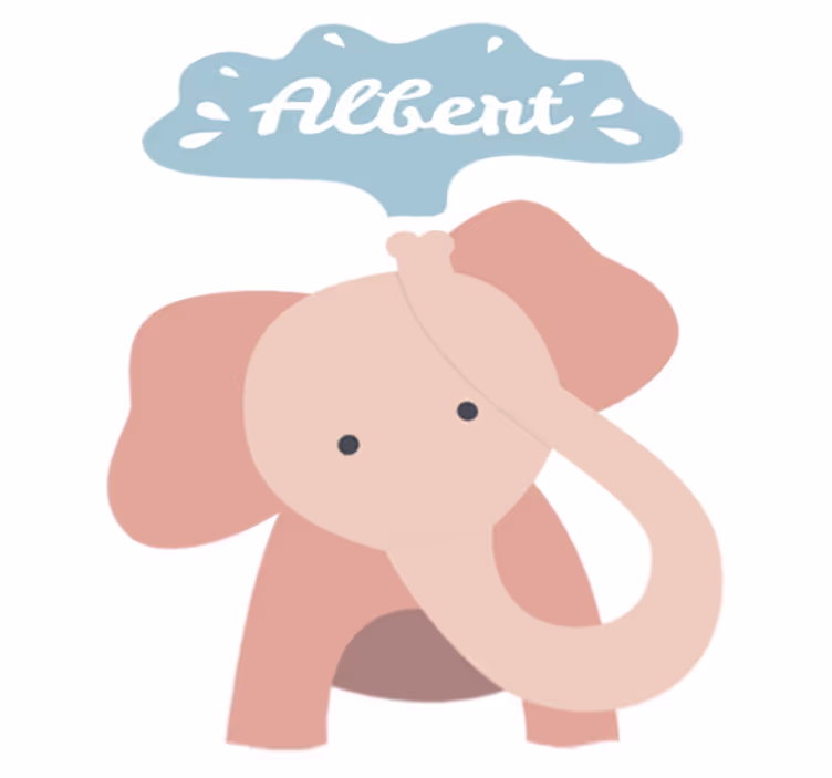 Tapete vinílico infantis elefante bebê com nome - TenStickers