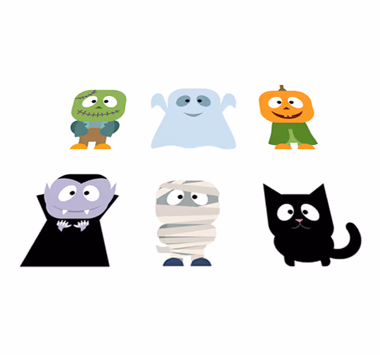 Tapete vinílico infantis com adesivos de monstros halloween - TenStickers