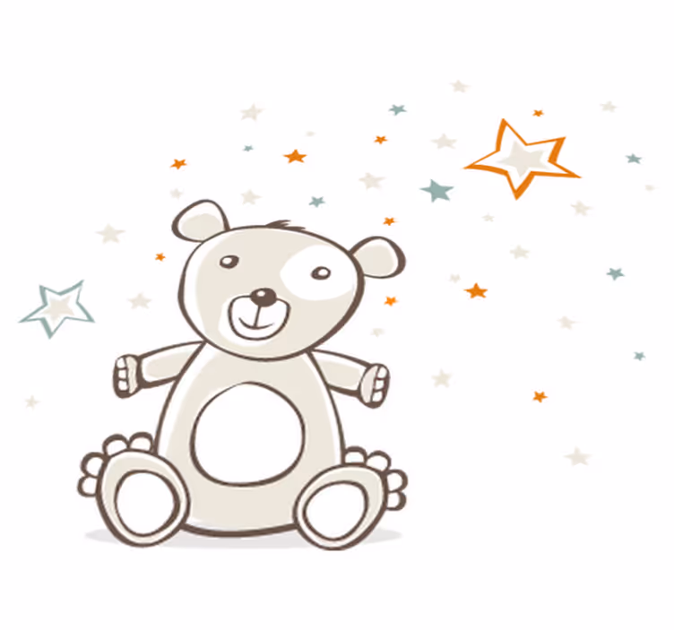 Tapete vinílico infantis urso de pelúcia com estrelas - TenStickers