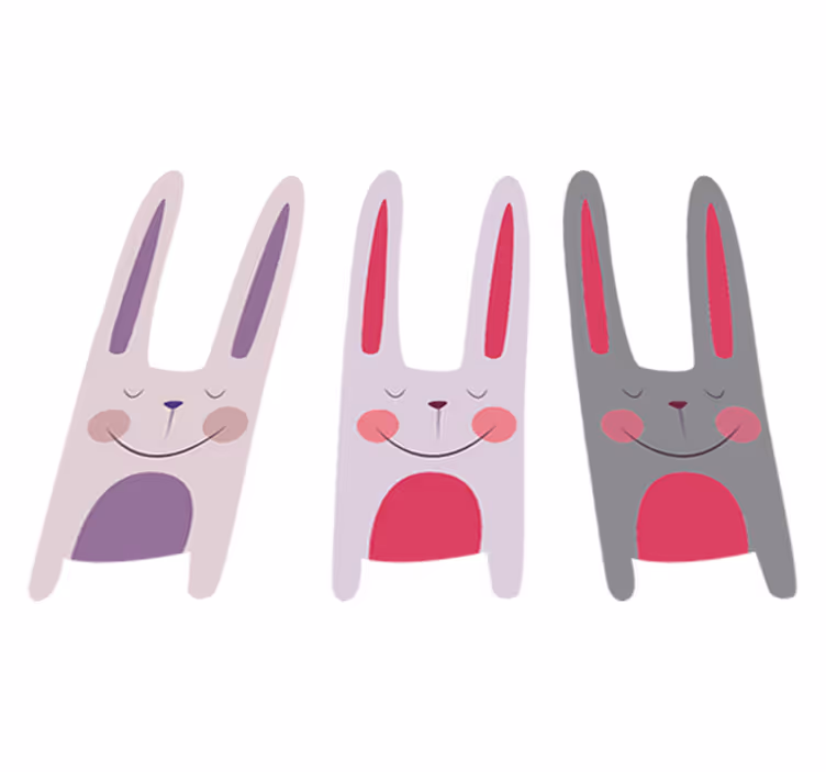 Tapete vinílico infantis três coelhos felizes - TenStickers