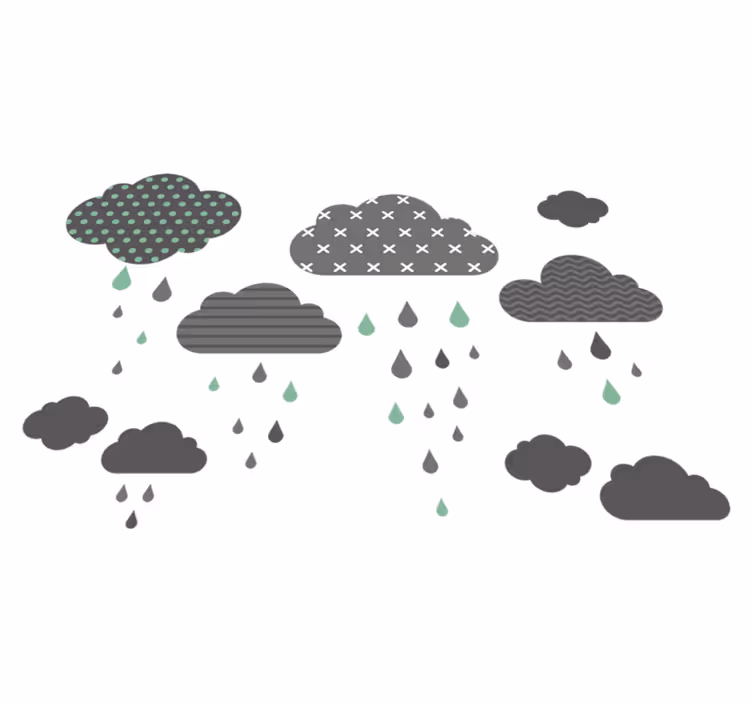 Tapete vinílico infantis nuvens cinzentas de chuva - TenStickers