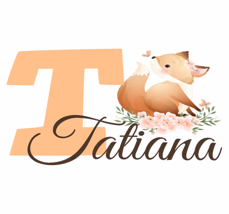 Tapete vinílico infantis com raposa fofa e nome - TenStickers