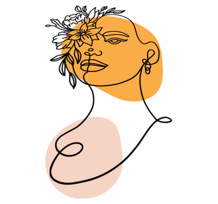 Tapete vinílico quarto retrato minimalista de mulher - TenStickers