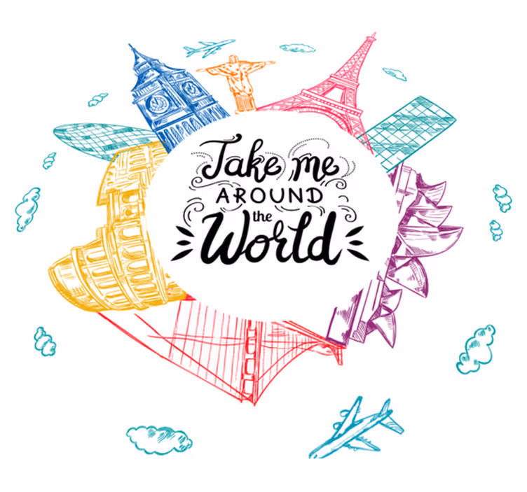 Tapete vinílico quarto joias do mundo - TenStickers
