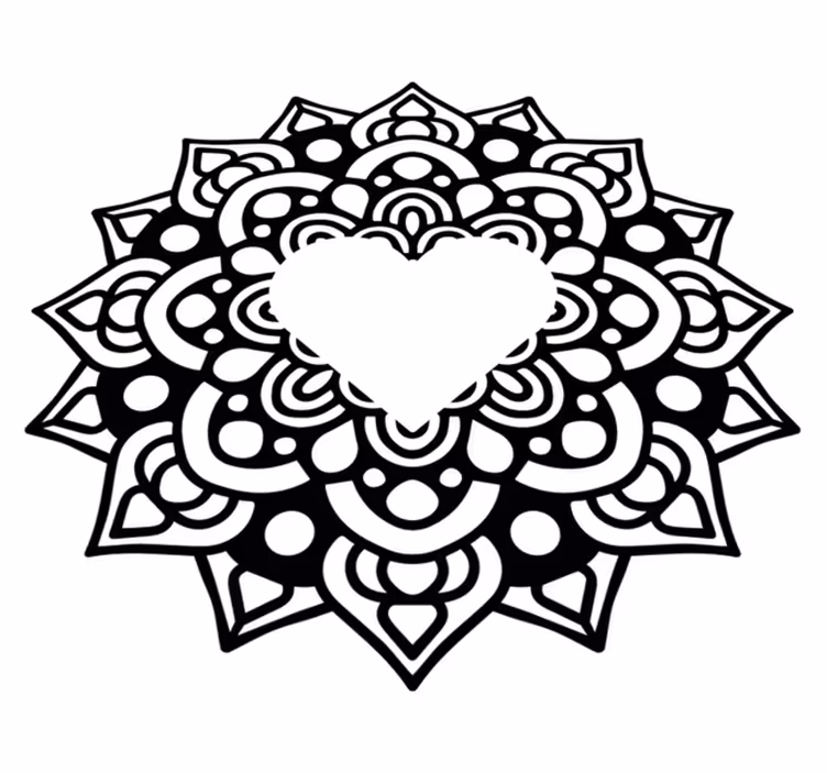 Tapete vinílico quarto mandala com moldura de coração - TenStickers