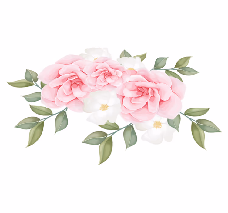 Tapete vinílico quarto flores elegantes em rosa - TenStickers