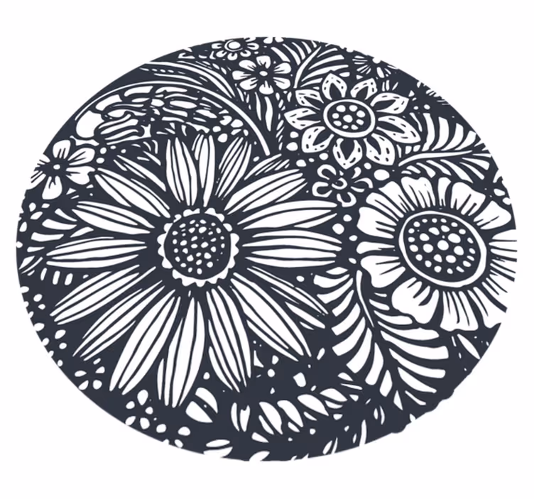 Tapete vinílico quarto com design de flores redondas - TenStickers
