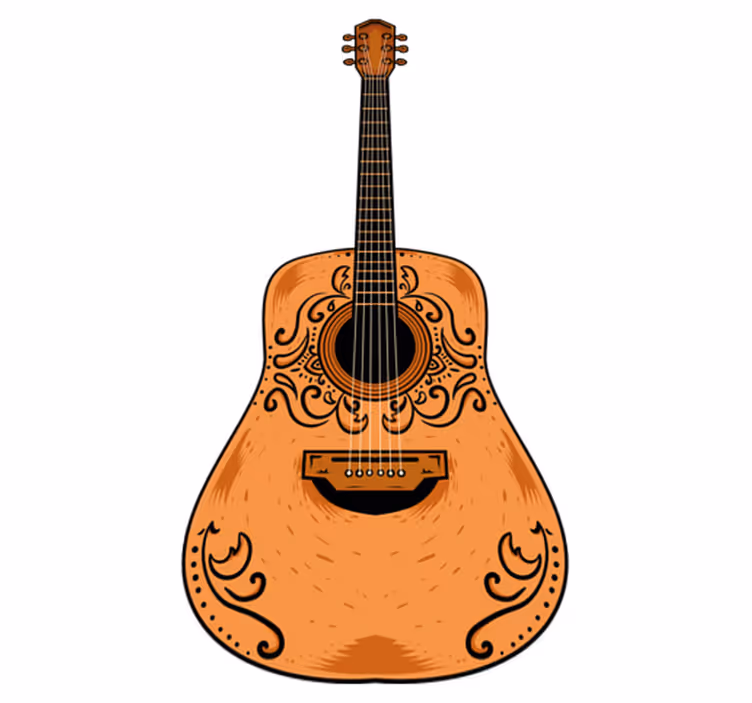 Tapete vinílico quarto guitarra laranja - TenStickers