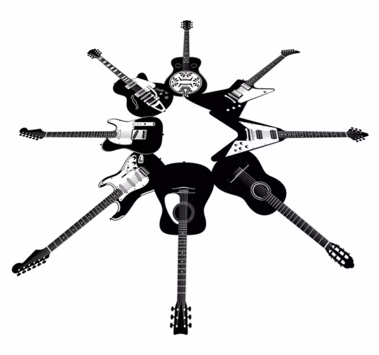 Tapete vinílico quarto guitarras em círculo - TenStickers