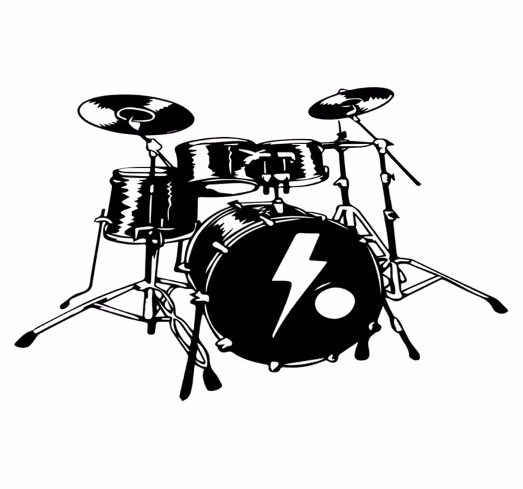 Tapete vinílico quarto bateria em fundo branco - TenStickers
