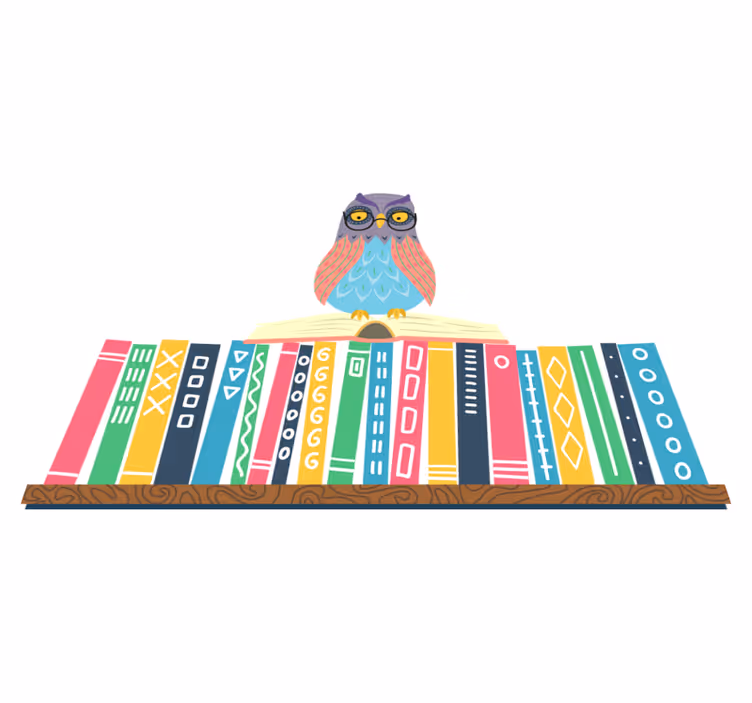 Tapete vinílico quarto coruja de desenho animado com óculos - TenStickers