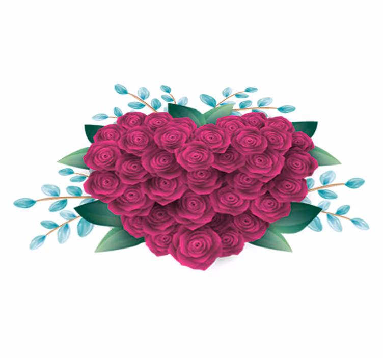 Tapete vinílico quarto coroa de coração com rosas - TenStickers
