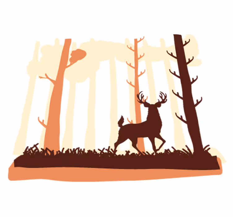 Tapete vinílico quarto floresta e cervos - TenStickers