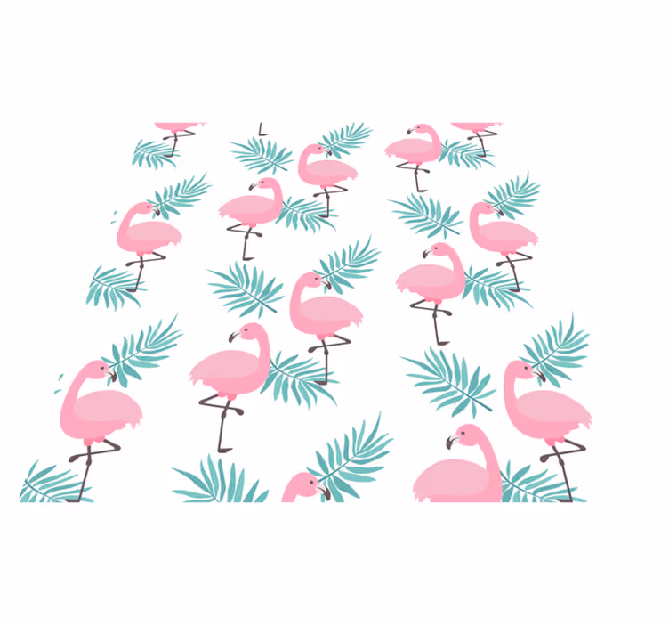 Tapete vinílico quarto padrão flamenco tropical - TenStickers