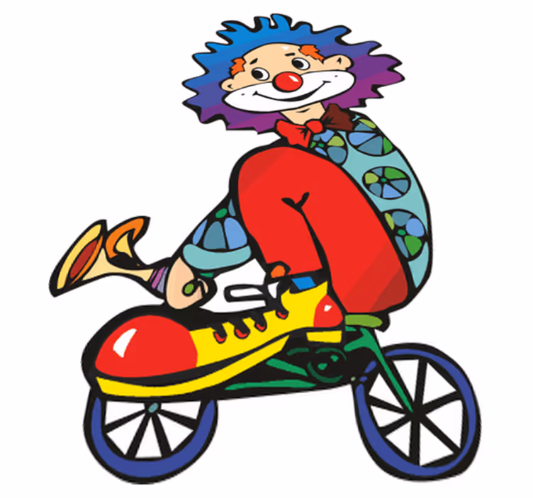 Tapete vinílico infantis palhaço de bicicleta - TenStickers