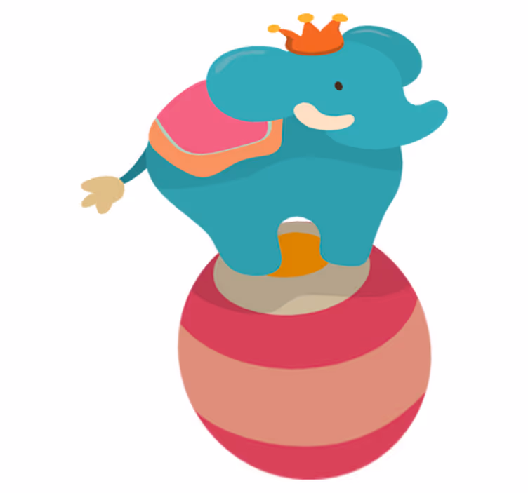 Tapete vinílico infantis elefante equilibrando - TenStickers